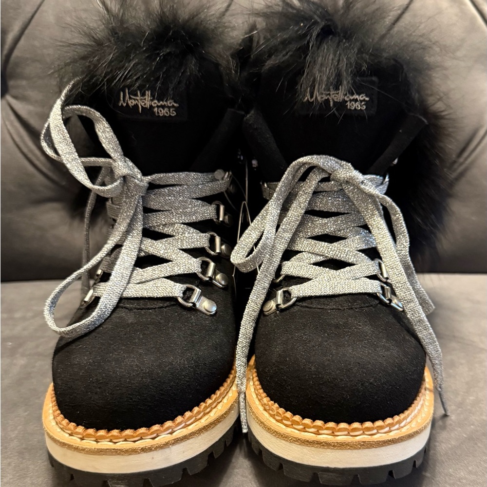 Montelliana Clara Fox Fur-Trim Shearling-Lined Suede BRAND NEW SIZE 37 7 - Picture 4 of 11